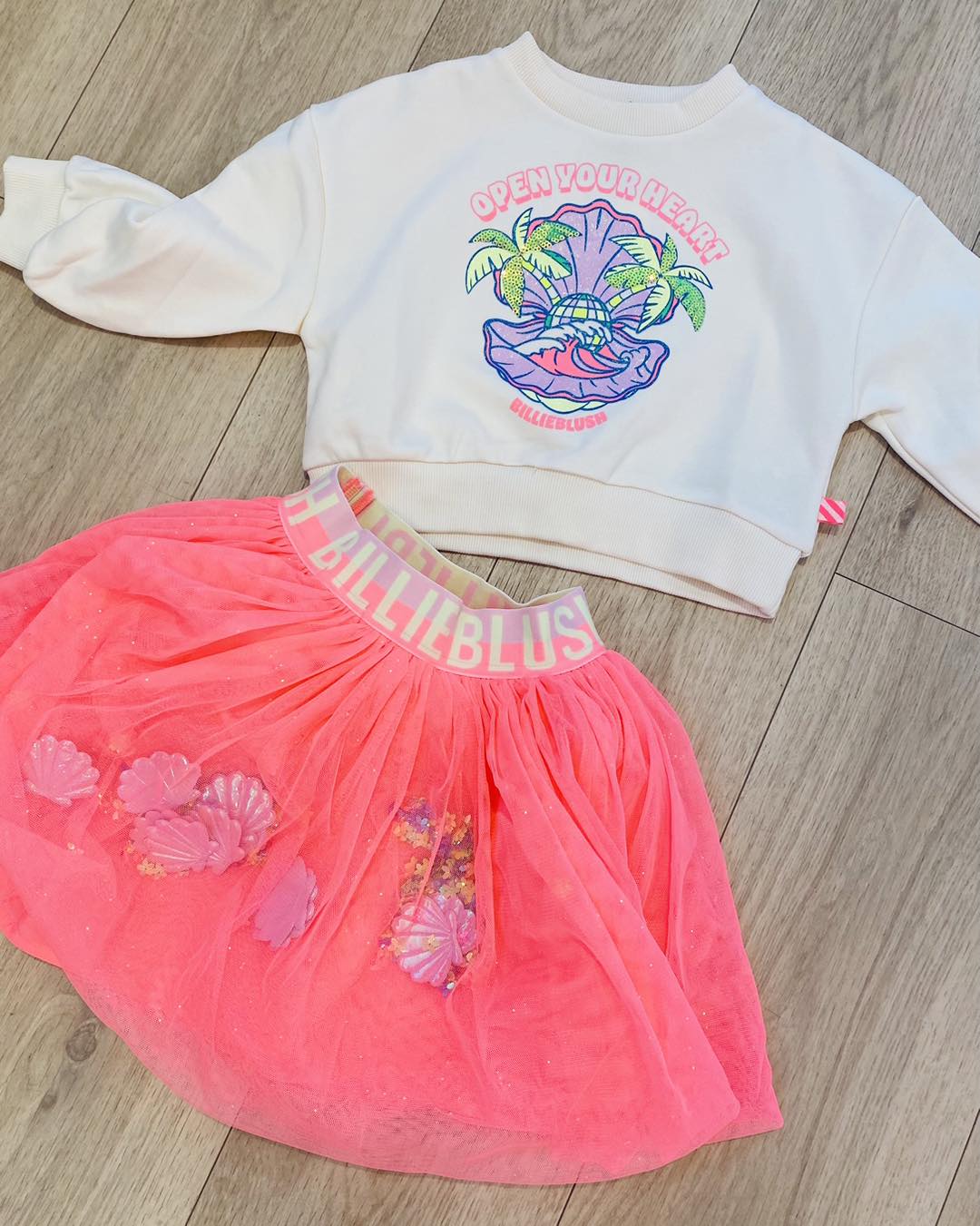 Ensemble fille — Sweat imprimé et jupe tulle rose